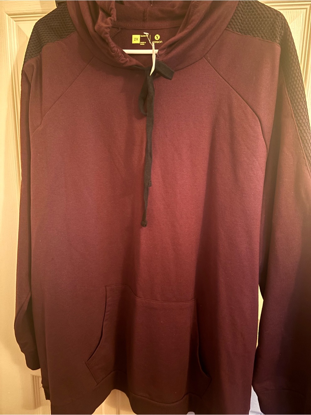 Xersion Women's Maroon Hoodie with Black Shoulder Panels